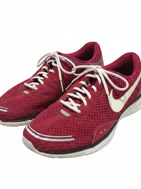Nike Maroon Mesh Sneakers with White Swoosh